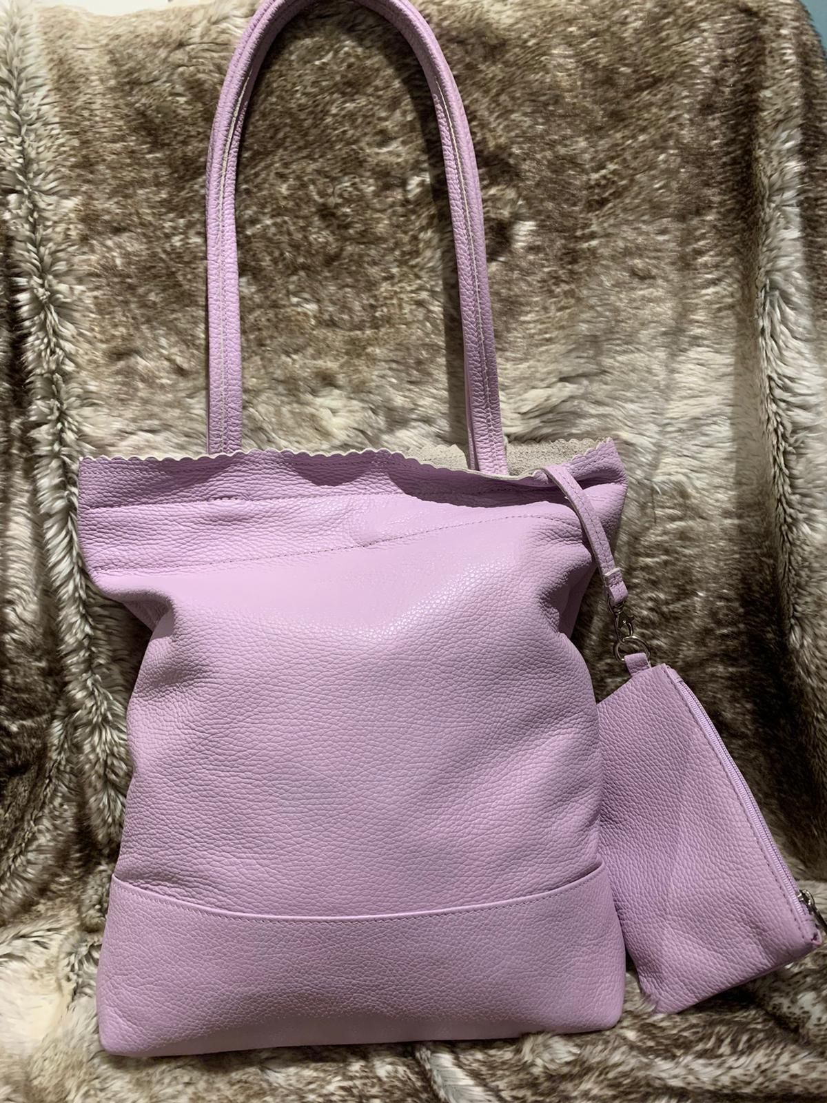 Lila shopper echt leer