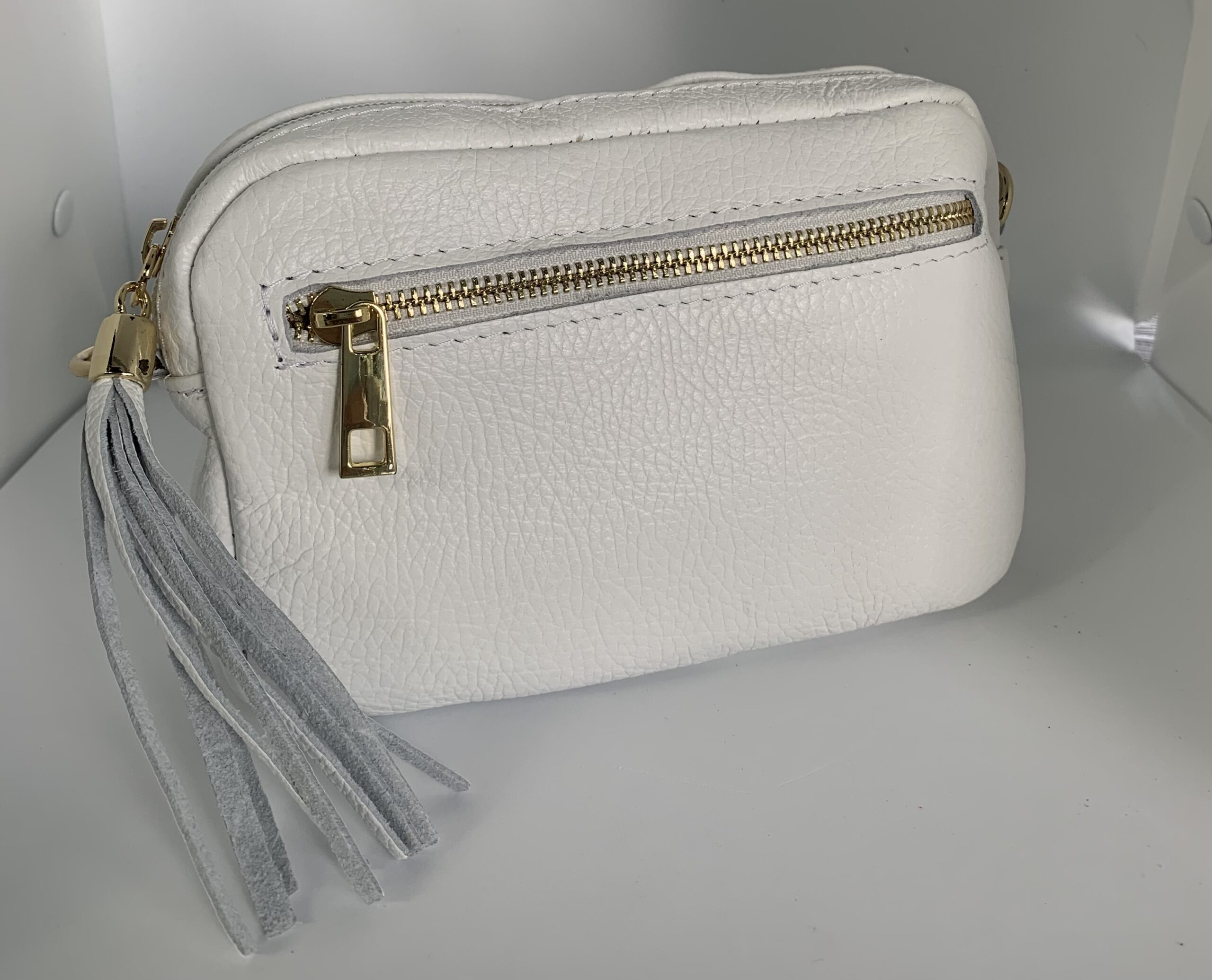 Witte lederen handtas