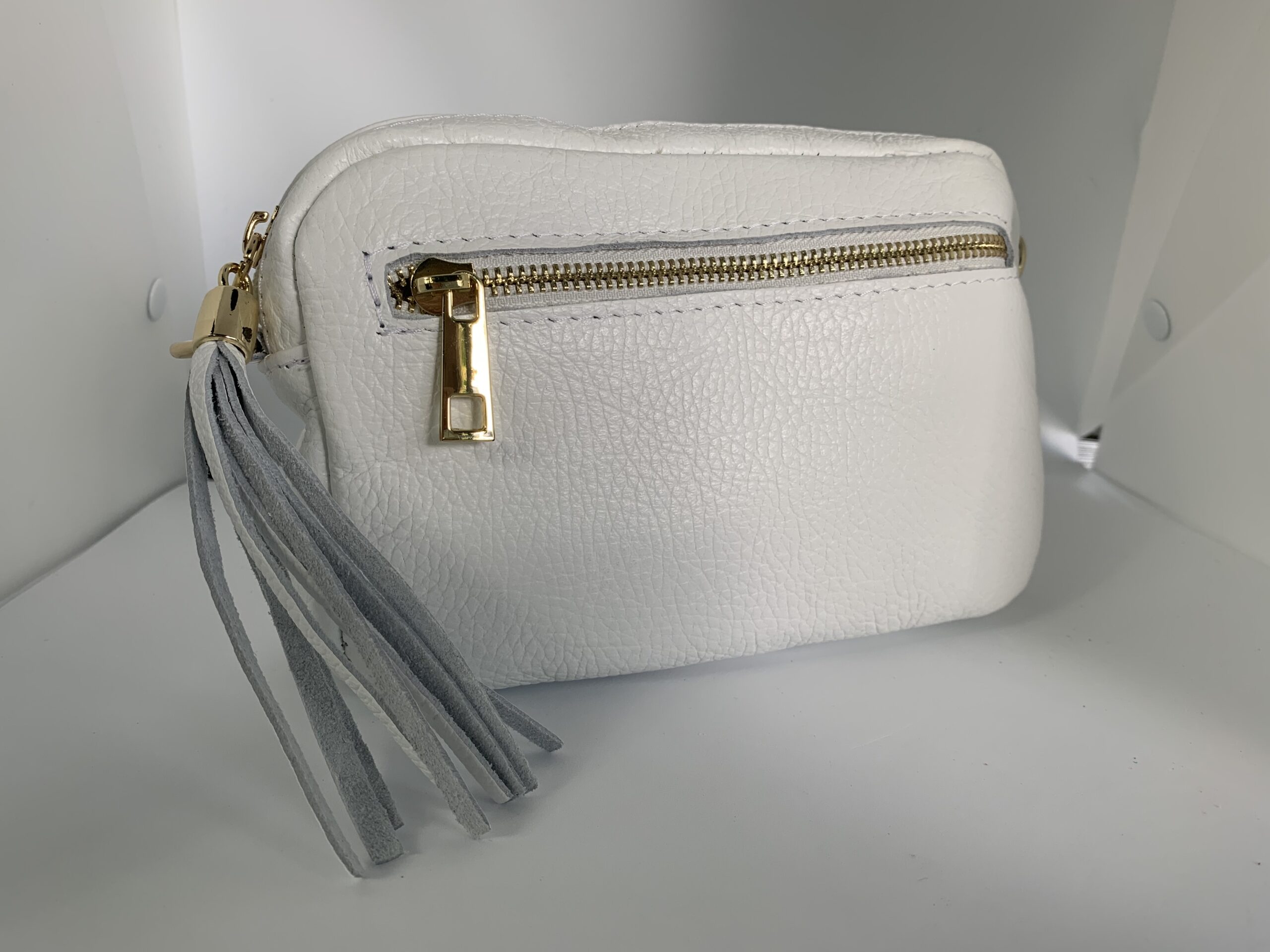 Witte lederen handtas - Afbeelding 2